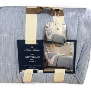Brooks Brothers Blue King Cotton Slub Quilt 106”x92”
